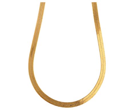 An Italian 9ct gold herringbone link chain necklace, length 46cm, 8.3gNo damage or repair, clasp working, hallmarks clear, st