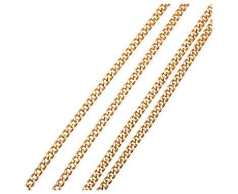 A French 18ct gold flat curb link chain necklace, length 54cm, 13.9g No damage or repair, no broken links, clasp working, Fre