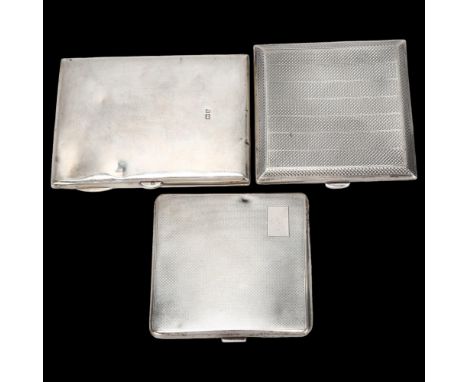 3 various silver cigarette cases, 10.53oz grossVarious dents and light rubbing 