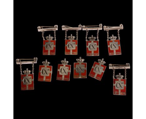 GEORG JENSEN - 10 sterling silver and enamel Kingsmark badges and broochesAll in good condition 