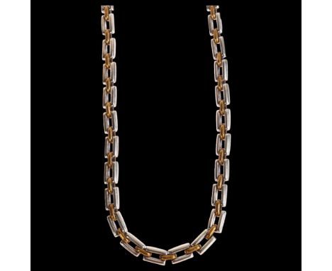 TAXCO - a heavy Mexican sterling silver geometric panel necklace, length 44cm, 70.8gNo damage or repair, only light surface w