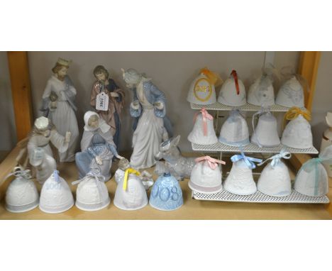 A Nao Spanish porcelain nativity group, comprising, Mary and Joseph, baby Jesus, three wise men and a donkey; a selection of 