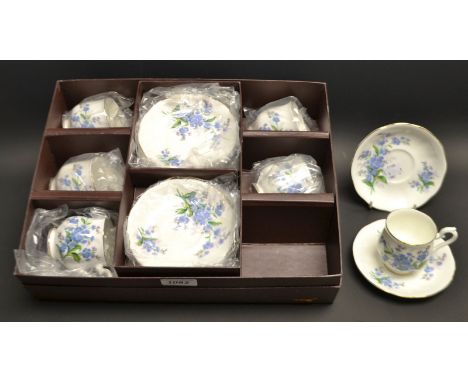 A Royal Albert Forget-Me-Not coffee cups and saucers for six, boxed