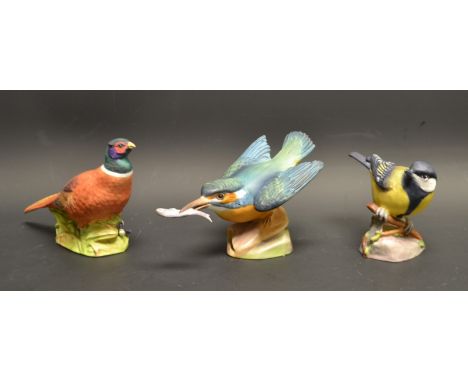 A Royal Worcester model of a Kingfisher, 3235; a Royal Worcester model of a Great Tit, 3335; an Aynsley model of a Pheasant (