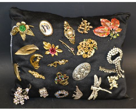 Costume Jewellery - a silver peacock brooch; others, including paste, cats, flowers, retro and vintage