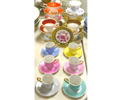 Teaware - harlequin Royal Stafford tea cups and saucers; a six setting Continental coffee set; etc.