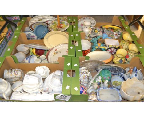 A Garden House tea set for six, transfer printed and gilt pansies; a Royal Crown Derby part white ware tea service; decorativ