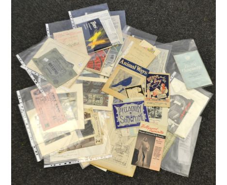 Ephemera - Omar Kahn Astrologer Horoscope, Railway history Map of Britain. book plate prints, instruction leaflets, death cer