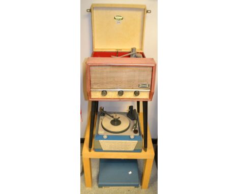A Dansette Conquest auto record player on detachable legs c1950`s; a Westminster record player (2)
