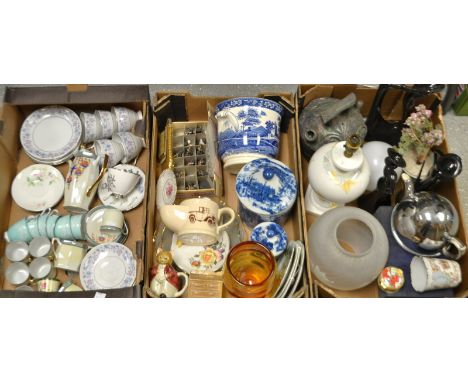 Ceramics and Glass - a Spode Blue Tower planter; a Continental tea set; an Oriental egg shell service; Commemoratives; Flow B
