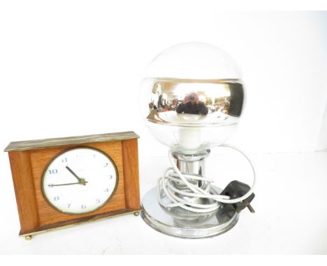 A Retro Globe Table Lamp together with a Smiths Mantle Clock