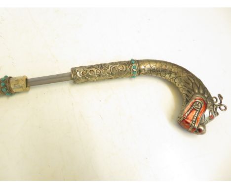 Oriental Metal Sword Stick with Dragon Handle