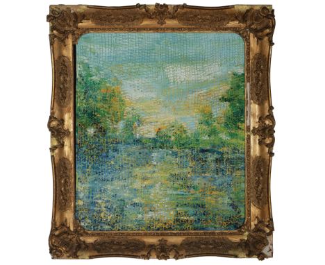 Hunt Slonem (American/Louisiana, b. 1951) , "Bayou Teche at Albania", 2010, oil on wood, signed, titled and dated en verso, 2