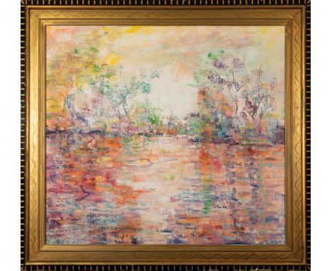 Hunt Slonem (American/Louisiana, b. 1951) , "Bayou at Jeanerrette [sic]", 2016, oil on canvas, signed, titled, dated and insc