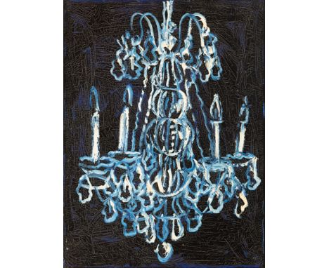 Hunt Slonem (American/Louisiana, b. 1951) , "Chandelier", 2002, oil on canvas, signed, titled and dated en verso, 39 3/4 in. 