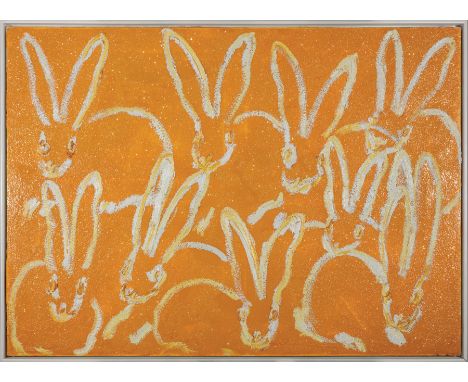 Hunt Slonem (American/Louisiana, b. 1951) , "Untitled (Citrus Bunnies)", 2014, oil and diamond dust on canvas, signed, dated 