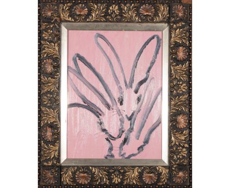 Hunt Slonem (American/Louisiana, b. 1951) , "Untitled (Three Bunnies)", 2015, oil on wood, signed, dated and inscribed en ver