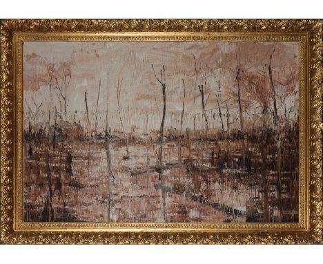 Hunt Slonem (American/Louisiana, b. 1951) , "Bayou Tech [sic] IV", 2015, oil on wood, signed, titled, dated and inscribed en 