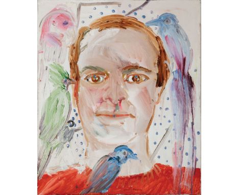 Hunt Slonem (American/Louisiana, b. 1951) , "Self Portrait", 1994, oil on canvas, signed, titled and dated en verso, 30 in. x