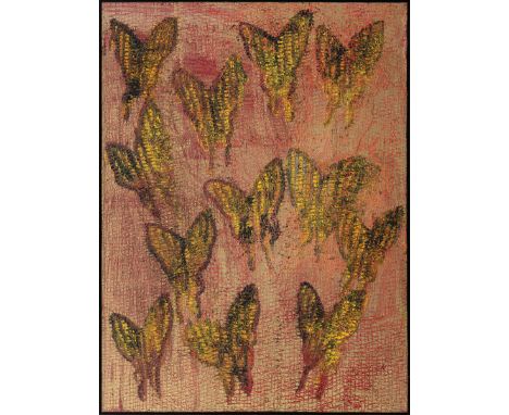 Hunt Slonem (American/Louisiana, b. 1951) , "Swallowtails", 2010, oil on canvas, signed, titled, dated and inscribed en verso