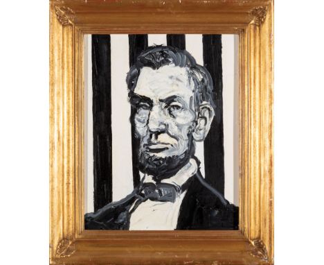 Hunt Slonem (American/Louisiana, b. 1951) , "Abraham Lincoln", 2015, oil on wood, signed, titled, dated and inscribed en vers