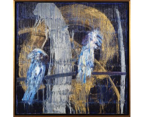 Hunt Slonem (American/Louisiana, b. 1951) , "Monsoon", 2016, oil on canvas, signed, titled, dated and inscribed en verso, 30 