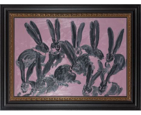 Hunt Slonem (American/Louisiana, b. 1951) , "Pink Rabbits", 2003, oil on masonite, signed, titled, dated twice and "Serge Sor