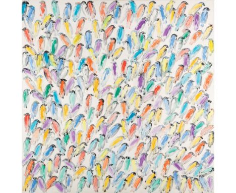 Hunt Slonem (American/Louisiana, b. 1951) , "Finches Teche", 2009, oil on canvas, signed, titled, dated and inscribed en vers