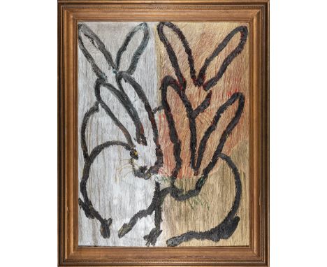 Hunt Slonem (American/Louisiana, b. 1951) , "4 Play", 2016, oil on wood, signed, titled, dated and inscribed en verso, 34 1/4