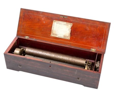 Nicole Freres, a 19th century musical box serial No 28345, playing eight airs, with 33.25cm cylinder with key wound mechanism