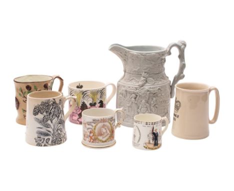 A mixed lot of commemorative ceramics comprising a Wedgwood Elizabeth II Coronation 1953 mug designed by Eric Ravilious, 10cm