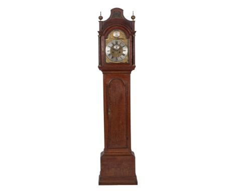 John Sampson, Penzance a Georgian oak longcase clock: the eight-day duration movement striking the hours on a bell with the t