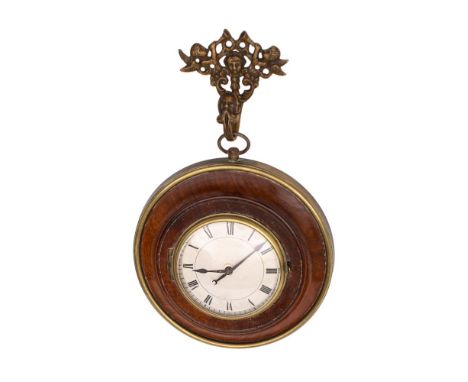 A Georgian mahogany sedan clock,  having a later 20th century eight-day duration timepiece movement, the round dial with blac