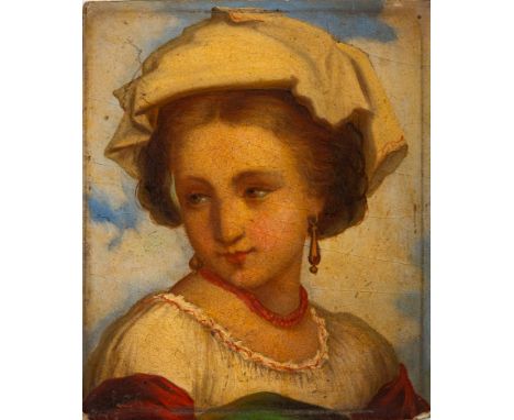 After Adriano Bonifazi (Italian School, 19th century)Portrait of a young woman, head and shoulders,in traditional costume and