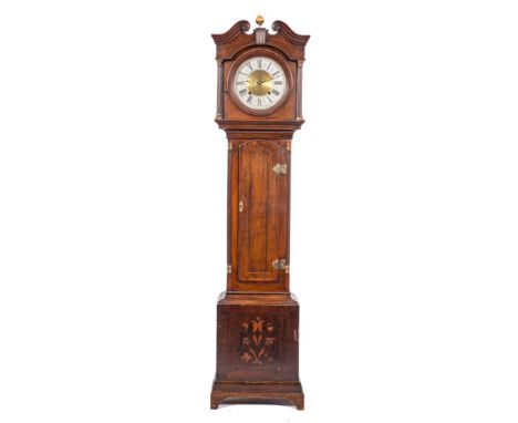 Peirson, Stokesley, an unusual mahogany and oak longcase clock,  the movement striking the hours on a gong and having an unus