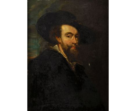 After Peter Paul Rubens (Flemish, 1577-1640)19th century Portrait of the artistHalf-length, wearing a slanted hat, dark coat 