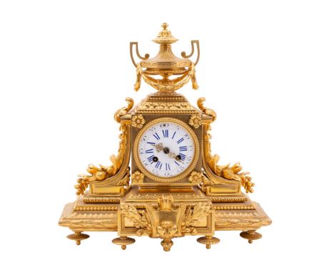 A French ormolu mantel clock,  the eight-day duration movement striking the hours on a bell with the backplate stamped with t