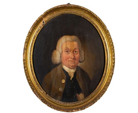 English Provincial School (later 18th century)Portrait of a gentlemanhalf-length, wearing an olive green coat and dark waistc