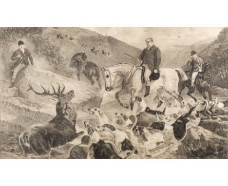 Ethel M. Saunders (British, fl. late 19th/20th century)The Devon and Somerset Staghounds, 1908signed and datedpencil and grap