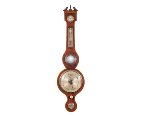 I. Pollard, St.Mary's Lane, Lewes, a 19th century wheel barometer, the silvered eight-inch dial engraved with usual barometer