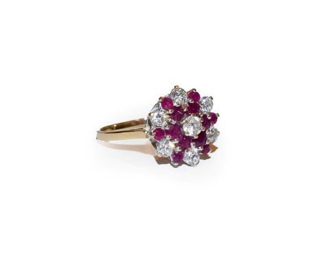 A 9 carat gold synthetic ruby and white stone cluster ring, finger size Q.  Gross weight 3.0 grams. 