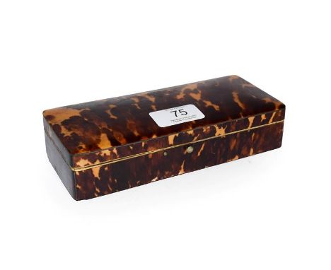 A Victorian tortoiseshell mounted trinket box, 17.5cm by 7.5cm