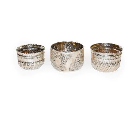 Three Victorian silver bowls, one by William Hutton and Sons, London, 1896, one by Charles Stuart Harris, London, 1886 and on