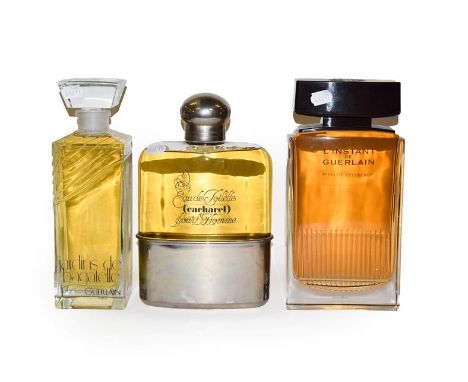 Dummy factice bottles including, Jardinsole Bagatelle by Guerlain , eau de toilette Cacherel Pour Homme and L'instant de Guer