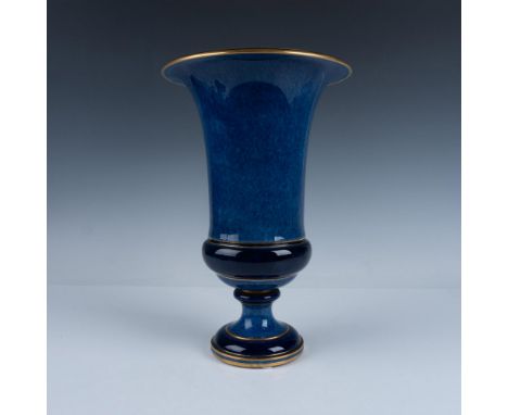 Magnificent cobalt blue porcelain designed with high quality fine white kaolin clay giving the vase a smooth delicate finish.