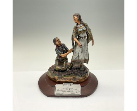 This 1996 Annual Limited Collector's Edition pewter and bronze figurine by Christopher Pardell depicts two Native American wo