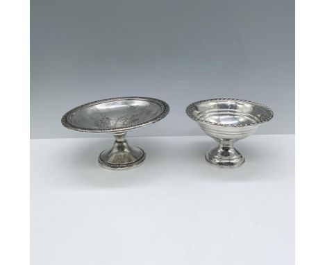 Amazing duo of weighted sterling silver that includes a compote dish with floral decor backstamped Sterling by Frank M Whitin