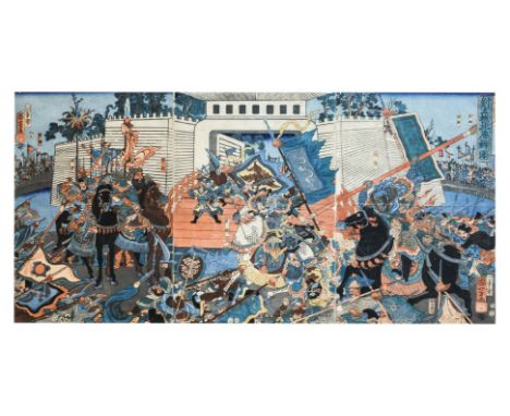 UTAGAWA KUNIYOSHI (1797-1861) - LIU XUANDE BREAKS THE SIEGE OF BEIHAI Woodblock print on paper, 'Ryû Gentoku Hokkai e kakomi 