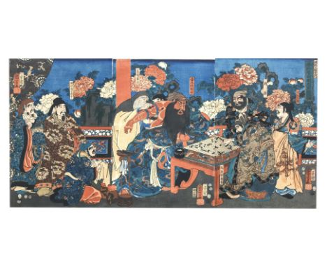 UTAGAWA KUNIYOSHI (1797-1861) - THE DOCTOR HUATUO ATTENDING TO THE WARRIOR GUAN YU'S ARM WOUND Woodblock print on paper, 'Hua