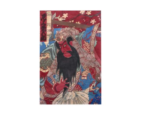 KUNIMASA IV (1848-1920) - ZHANG FEI
Woodblock print on paper, dated 1885, titled 'Sangokushi' (Annals of the Three Kingdoms),